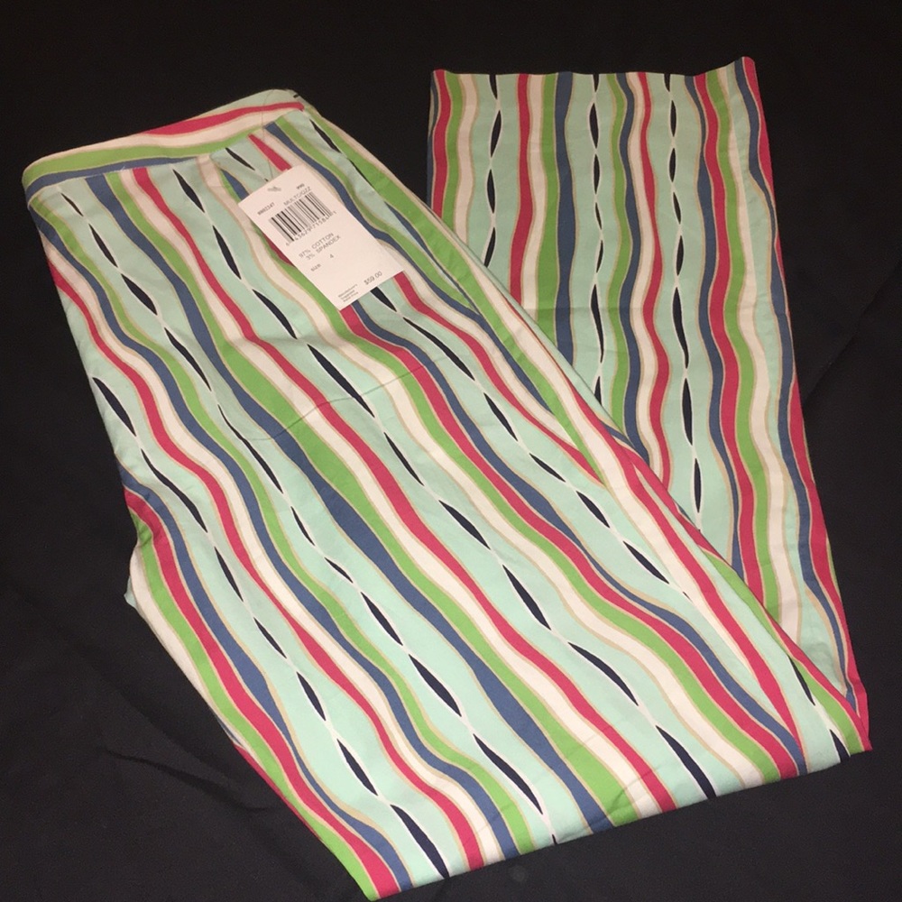August Silk cotton/spandex multi-colored trouser